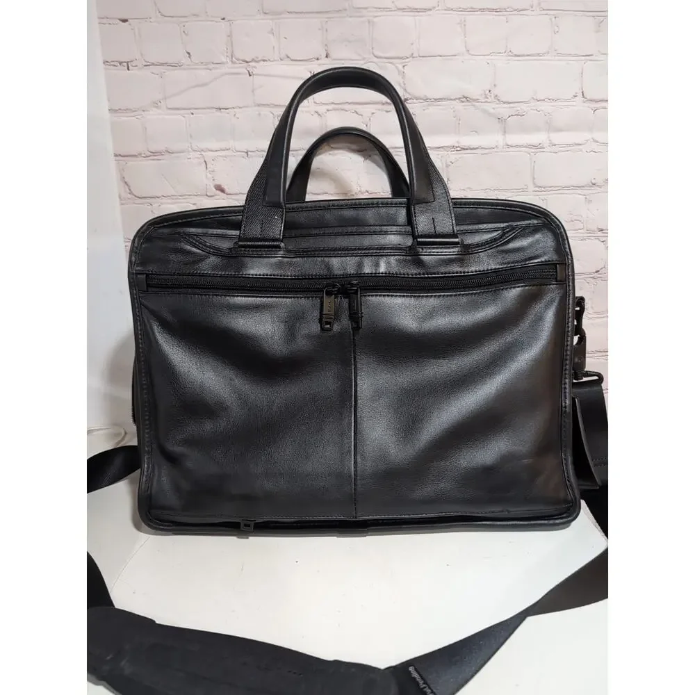 TUMI ALPHA 2 Expandable Laptop Briefcase Black Leather Model 96141 D2 READ
